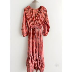 Boemo Anthropologie Women's Tiered Maxi Dress Peasant Boho Long Floral Sz S